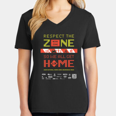 Respect The Zone - Ladies Core Cotton V Neck Tee Thumbnail